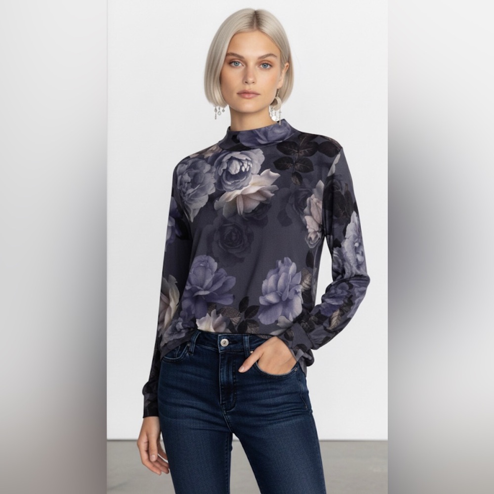Johnny Was The Janie Blouse Grey Peonies